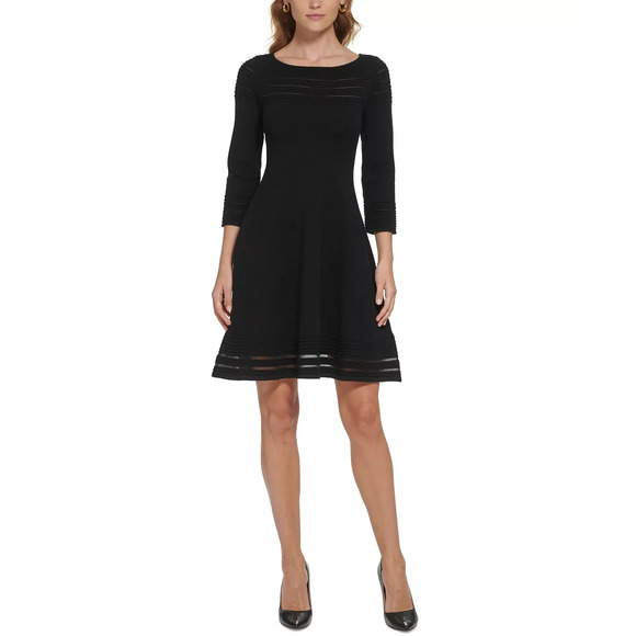 JESSICA HOWARD Women's Mesh-Striped-Trim Dress | SMALL - Picture 2 of 3